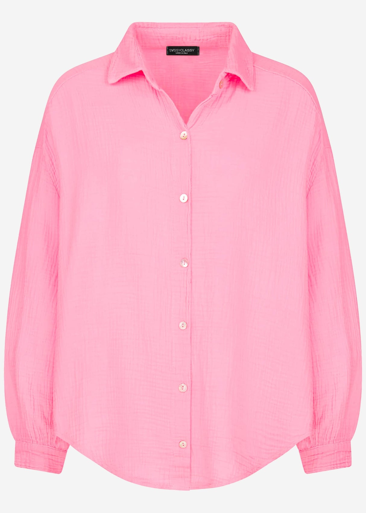 Muslin blouse oversize, short, baby pink