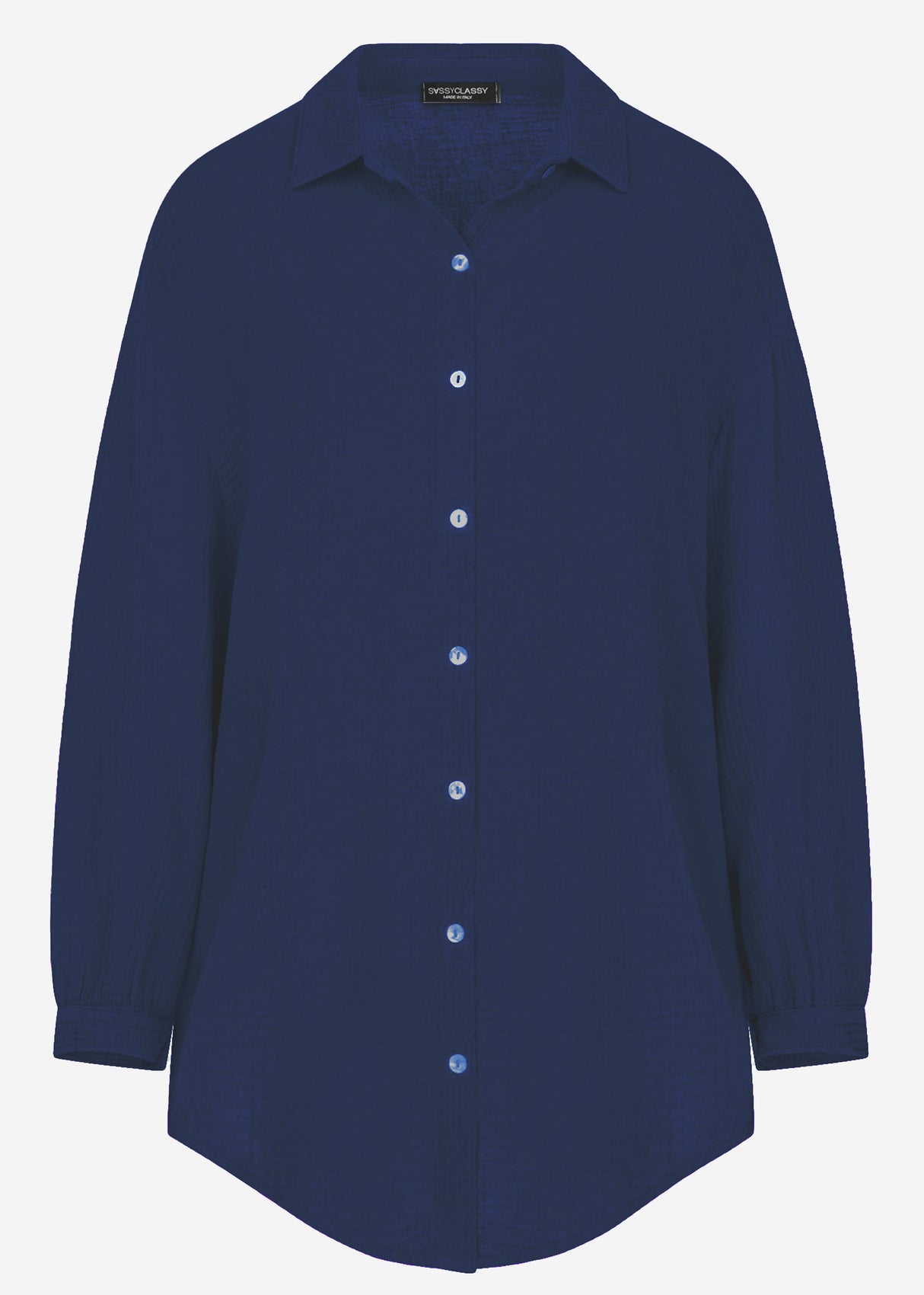 Musselin Bluse oversize, dunkelblau