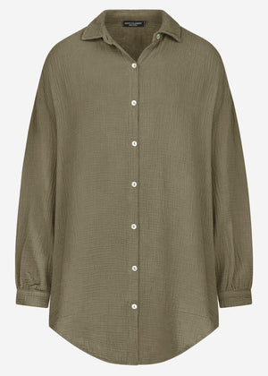 Muslin blouse oversize, khaki