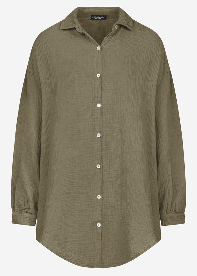 Musselin Bluse oversize - khaki