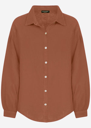 Muslin blouse oversize, short, cafelatte