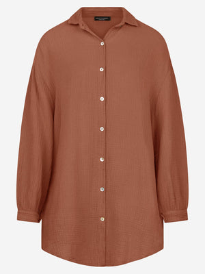 Musselin Bluse oversize, cafelatte