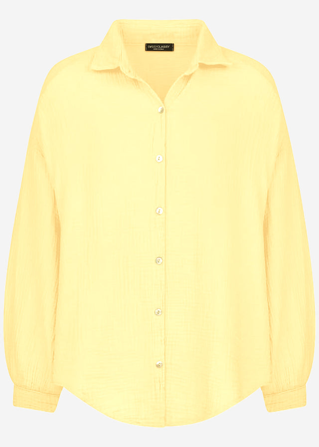 Musselin Bluse oversize, kurz - gelb