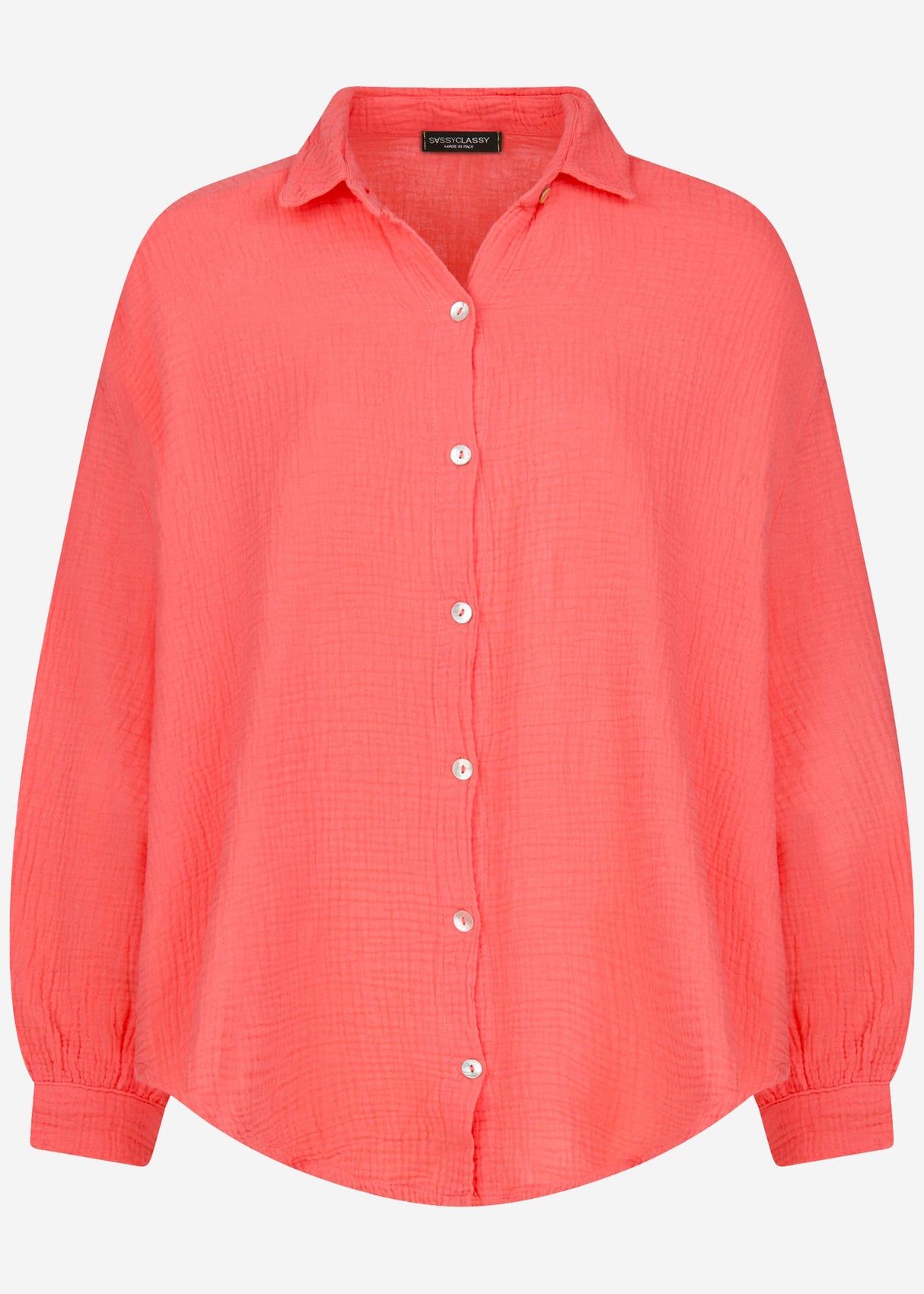 Musselin Bluse oversize, kurz, koralle