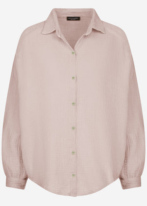 Muslin blouse oversize, short, powder pink
