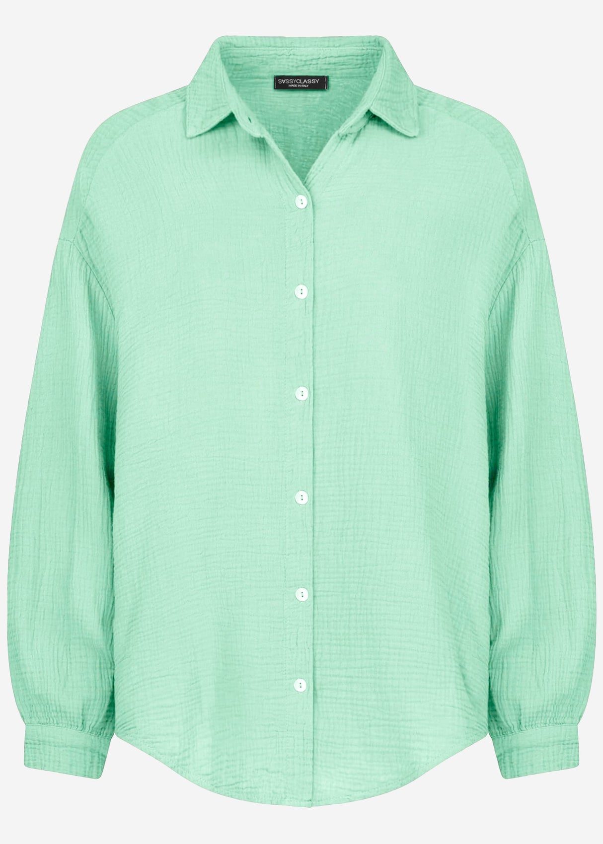Muslin blouse oversize, short, light green