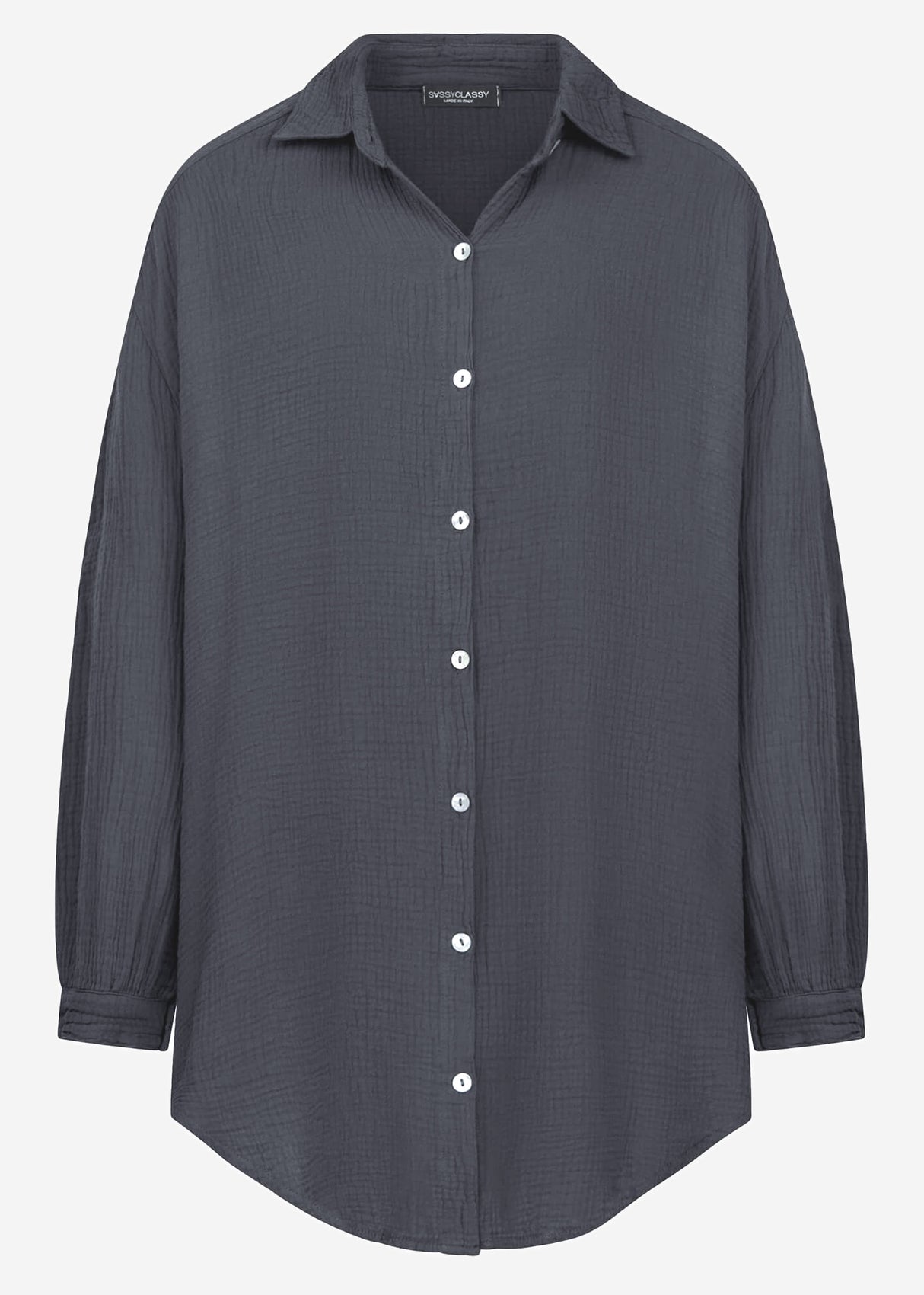 Muslin blouse oversize, dark grey