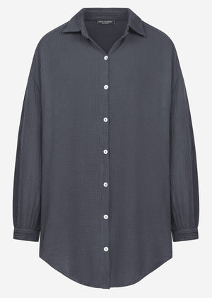 Muslin blouse oversize, dark grey