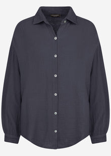 Musselin Bluse oversize, kurz - dunkelgrau