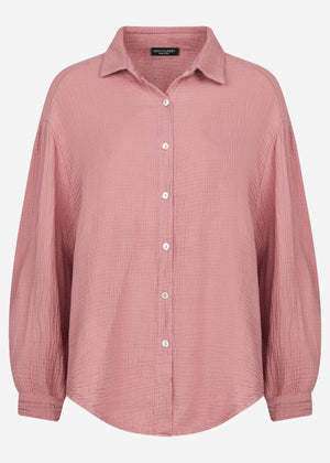Muslin blouse oversize, short, old pink