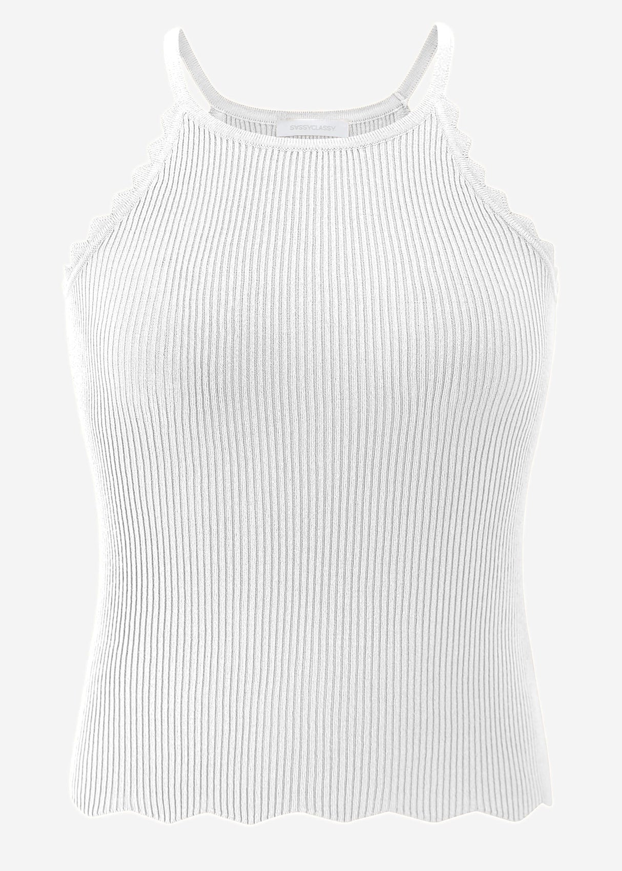Strick Top mit Bogenkante, offwhite