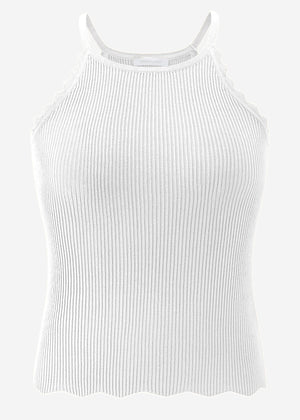 Strick Top mit Bogenkante, offwhite