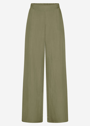 Pull-on trousers in viscose, khaki