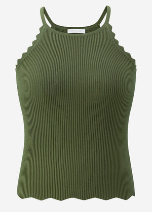 Strick Top mit Bogenkante, khaki