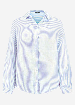 Gestreifte Musselin Bluse - offwhite-blau