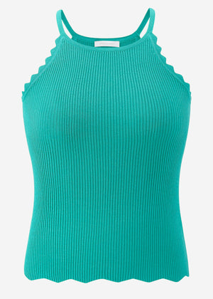 Strick Top mit Bogenkante, türkis