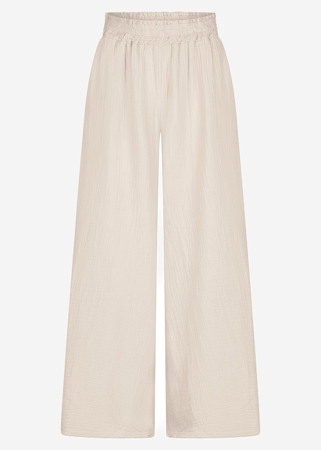 Musselin Pants mit weitem Bein, hellbeige
