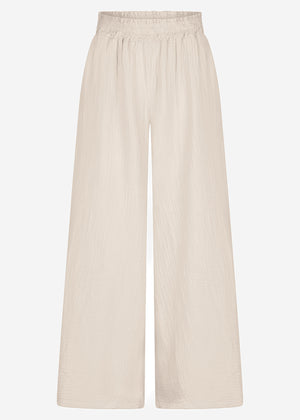 Musselin Pants mit weitem Bein, hellbeige