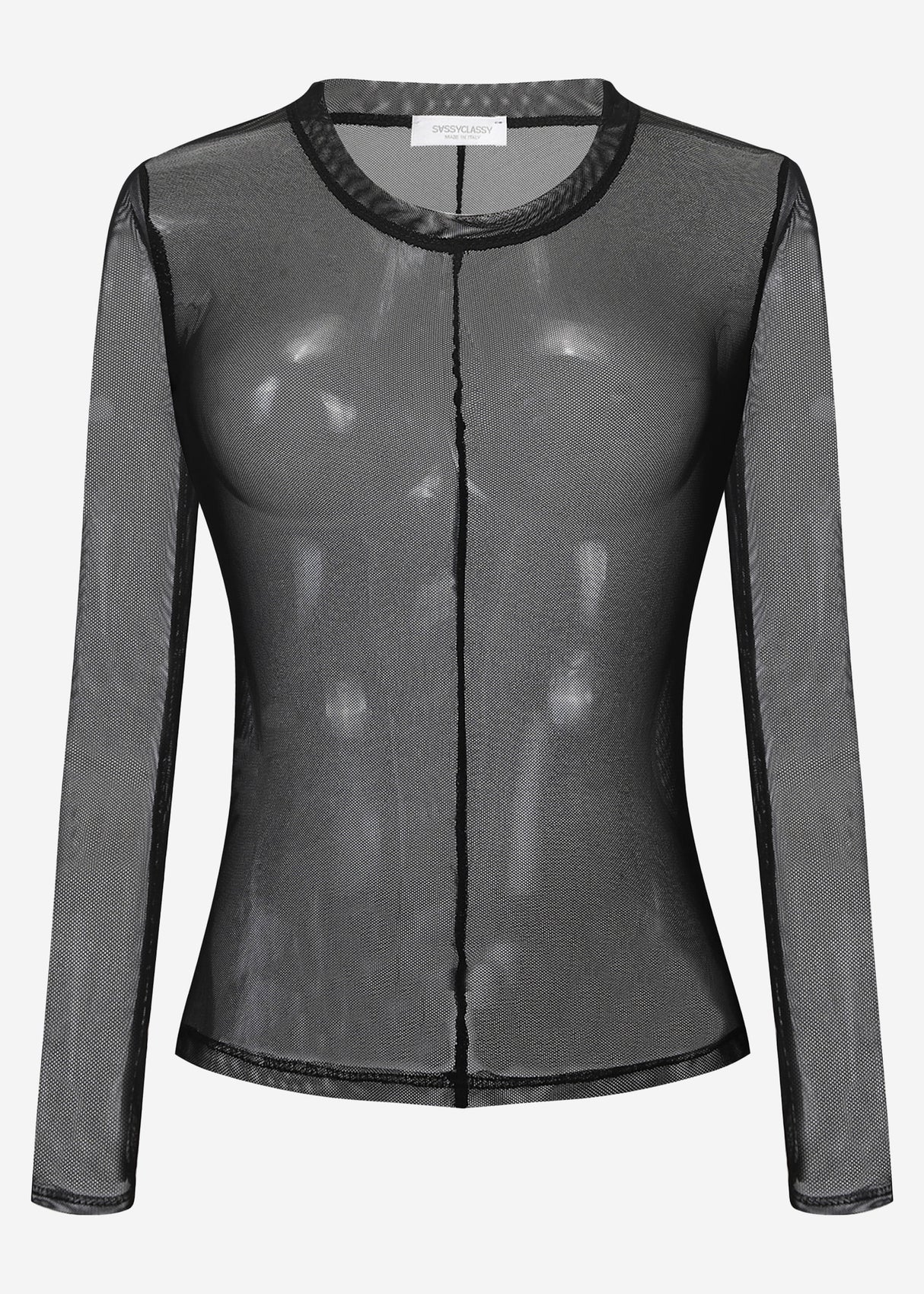 Langarmshirt in Netz-Optik, schwarz