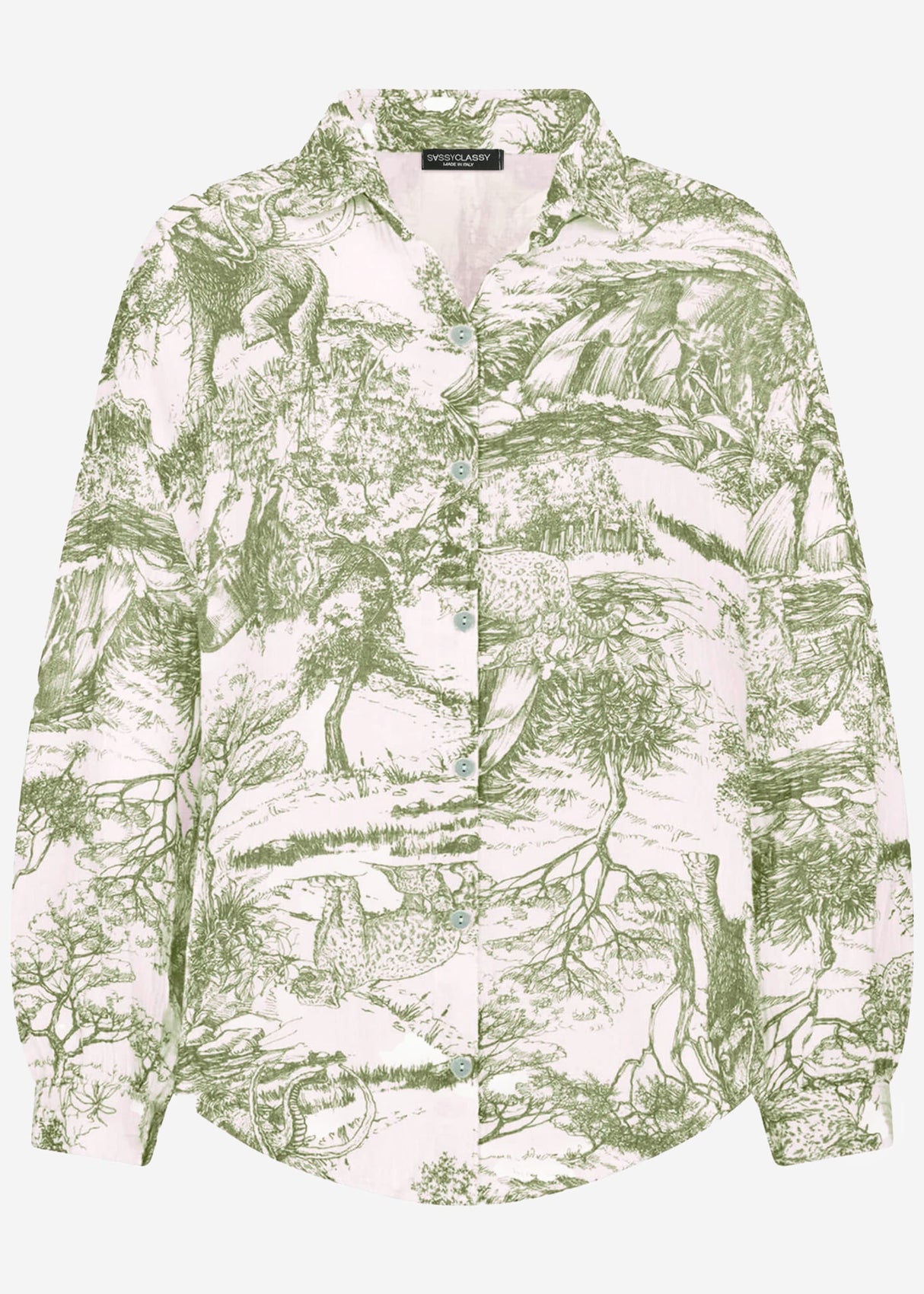 Musselin Bluse mit Print, khaki