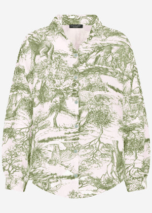 Musselin Bluse mit Print, khaki