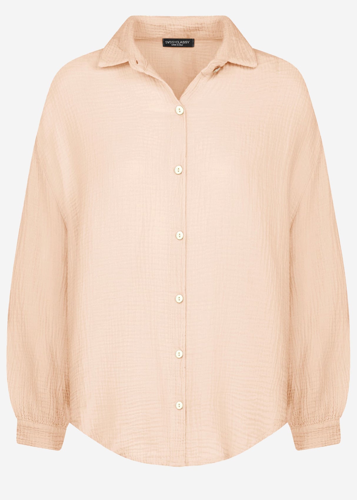 Muslin blouse oversize, short, beige