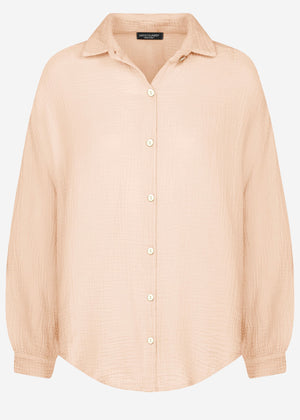 Muslin blouse oversize, short, beige