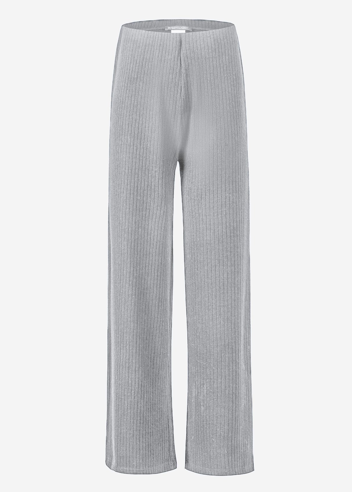 Gerippte Hose mit weitem Bein - grau