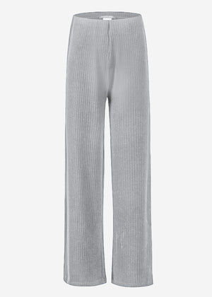 Gerippte Hose mit weitem Bein - grau