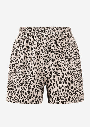 Muslin shorts with leopard print, light beige
