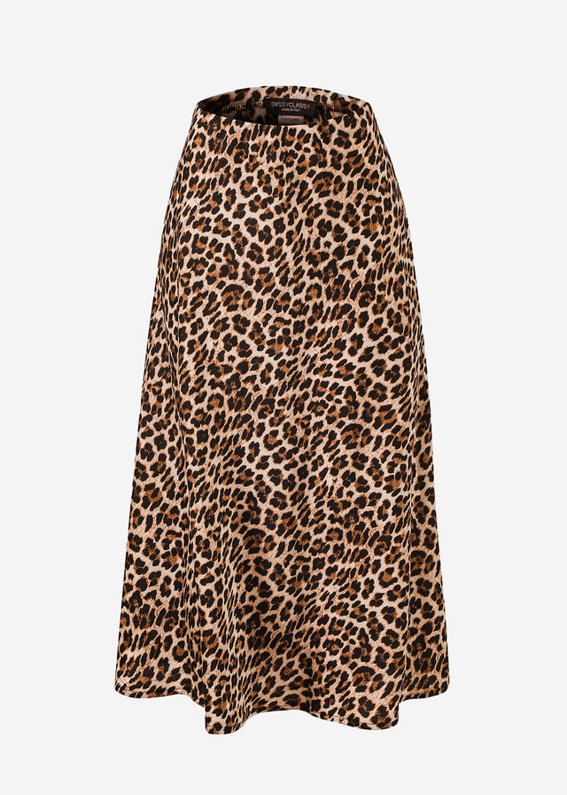 Satin Rock mit Leo-Print - braun