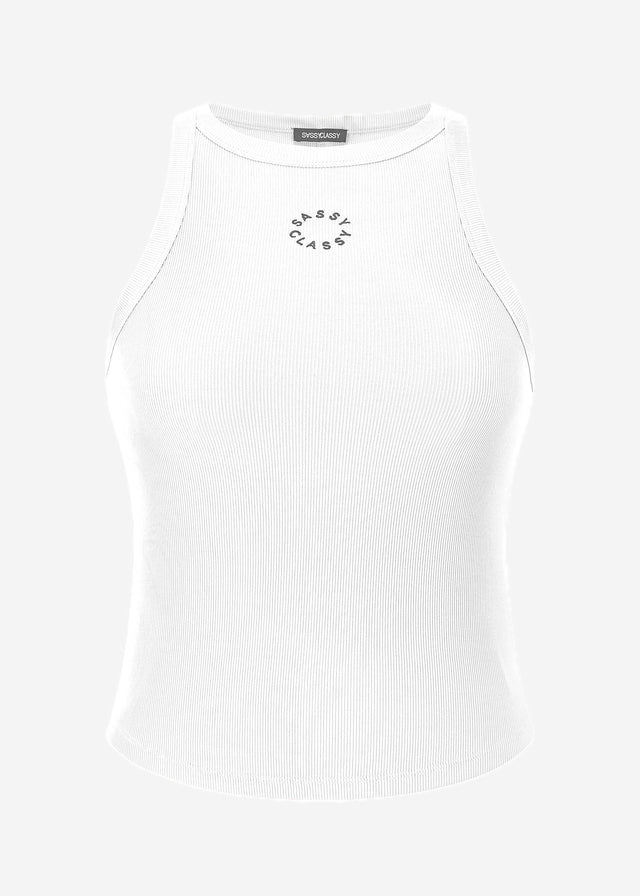 Tank top with embroidery - white