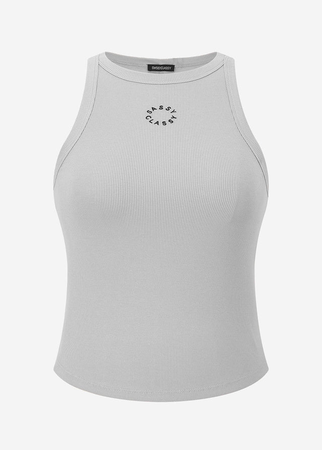 Tank top with embroidery - grey