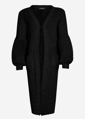 Long super soft cardigan with pockets - black