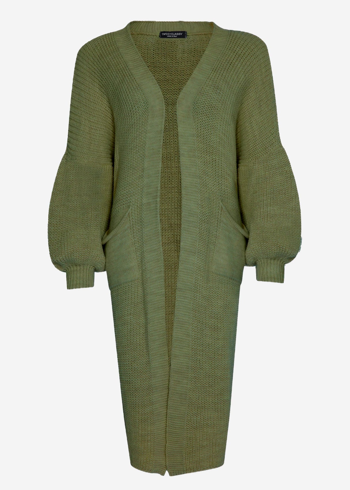 Langer super soft Cardigan mit Taschen - khaki