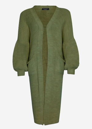 Langer super soft Cardigan mit Taschen - khaki