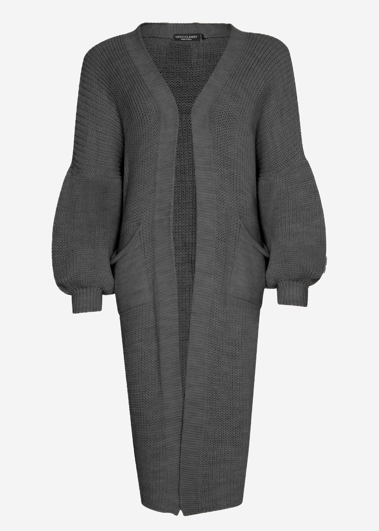 Langer super soft Cardigan mit Taschen - dunkelgrau