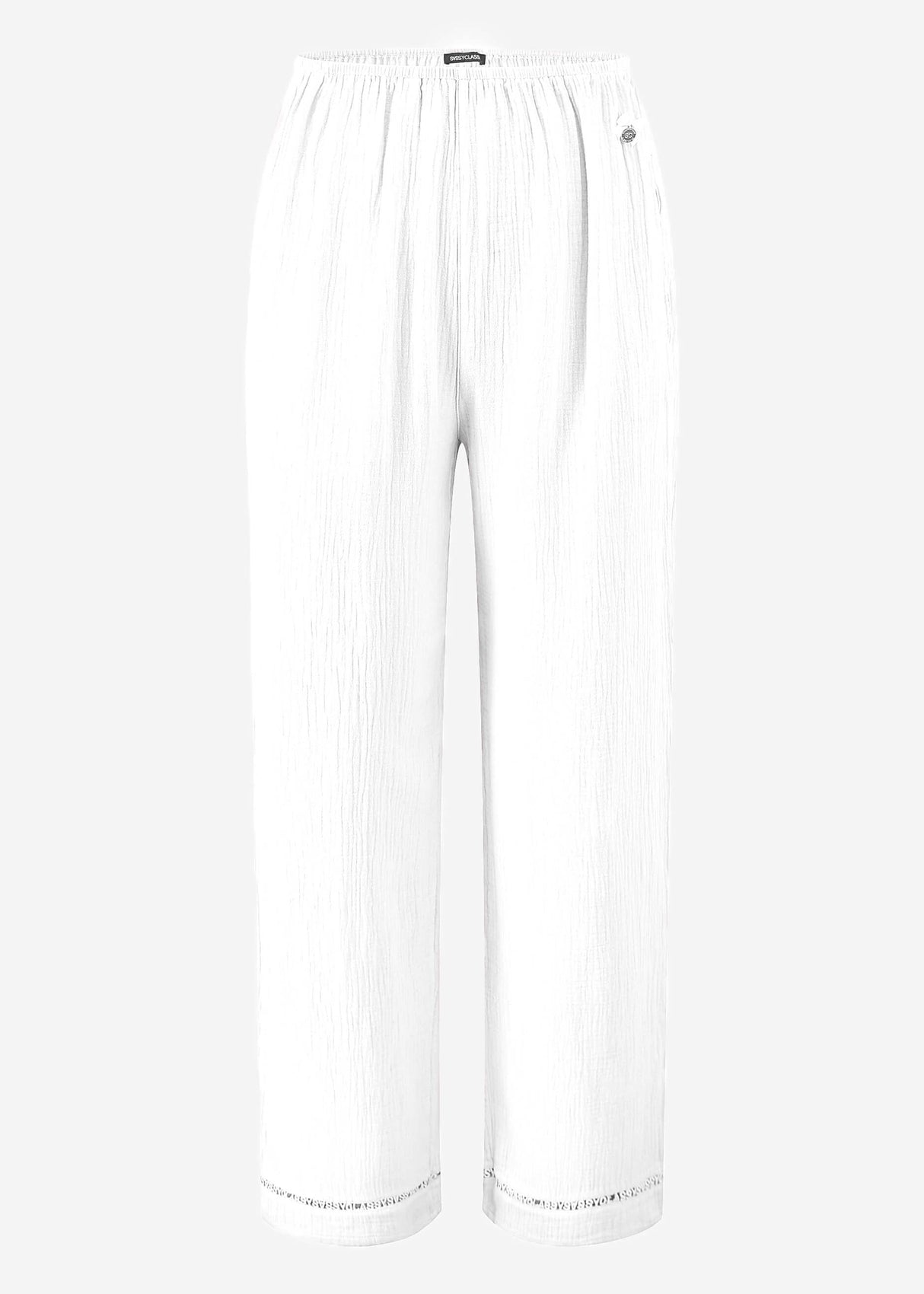 Muslin pajama pants with lace trim - light beige
