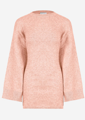 Oversize Pullover mit Seitenschlitzen - rosa