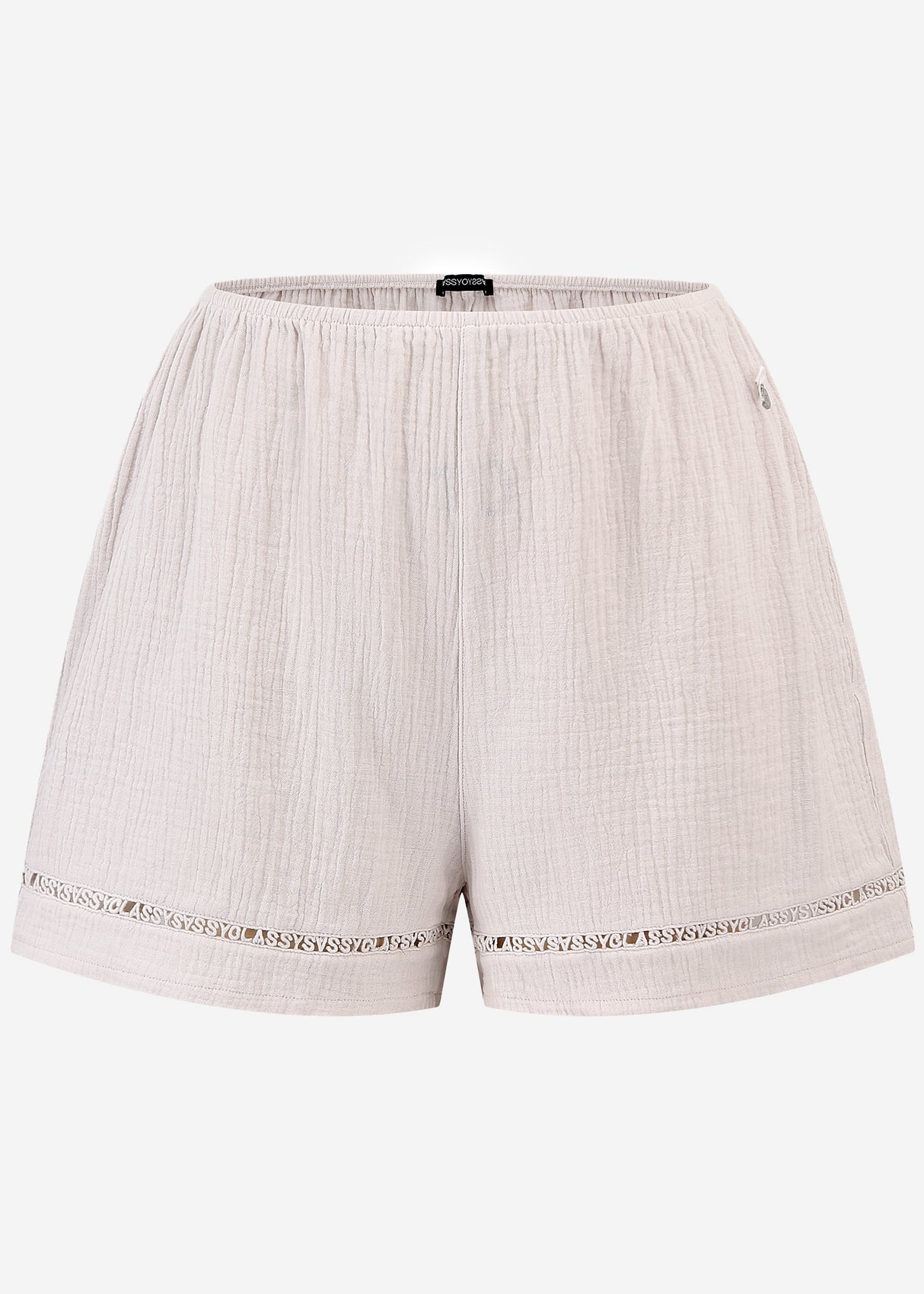 Muslin pajama shorts with lace trim - dusty pink