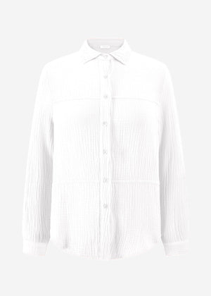 Muslin blouse with decorative seams - white