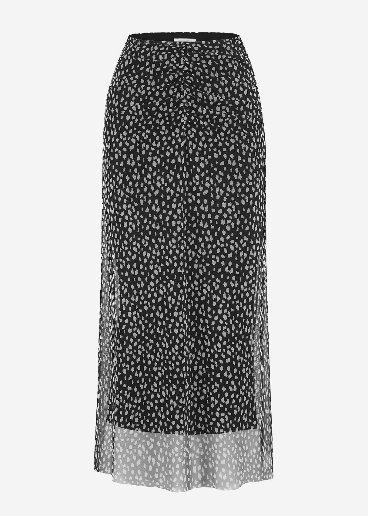 Flared mesh skirt with print - black