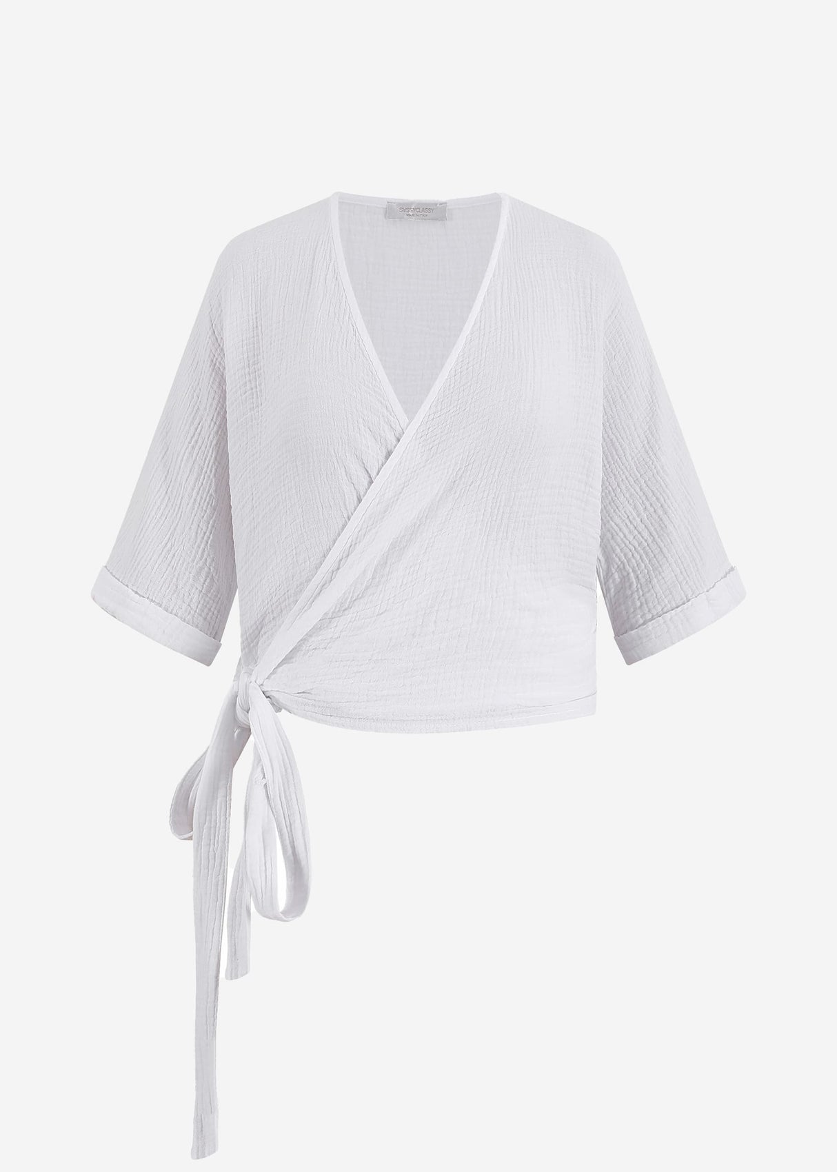 Musselin Bluse zum Wickeln - weiß