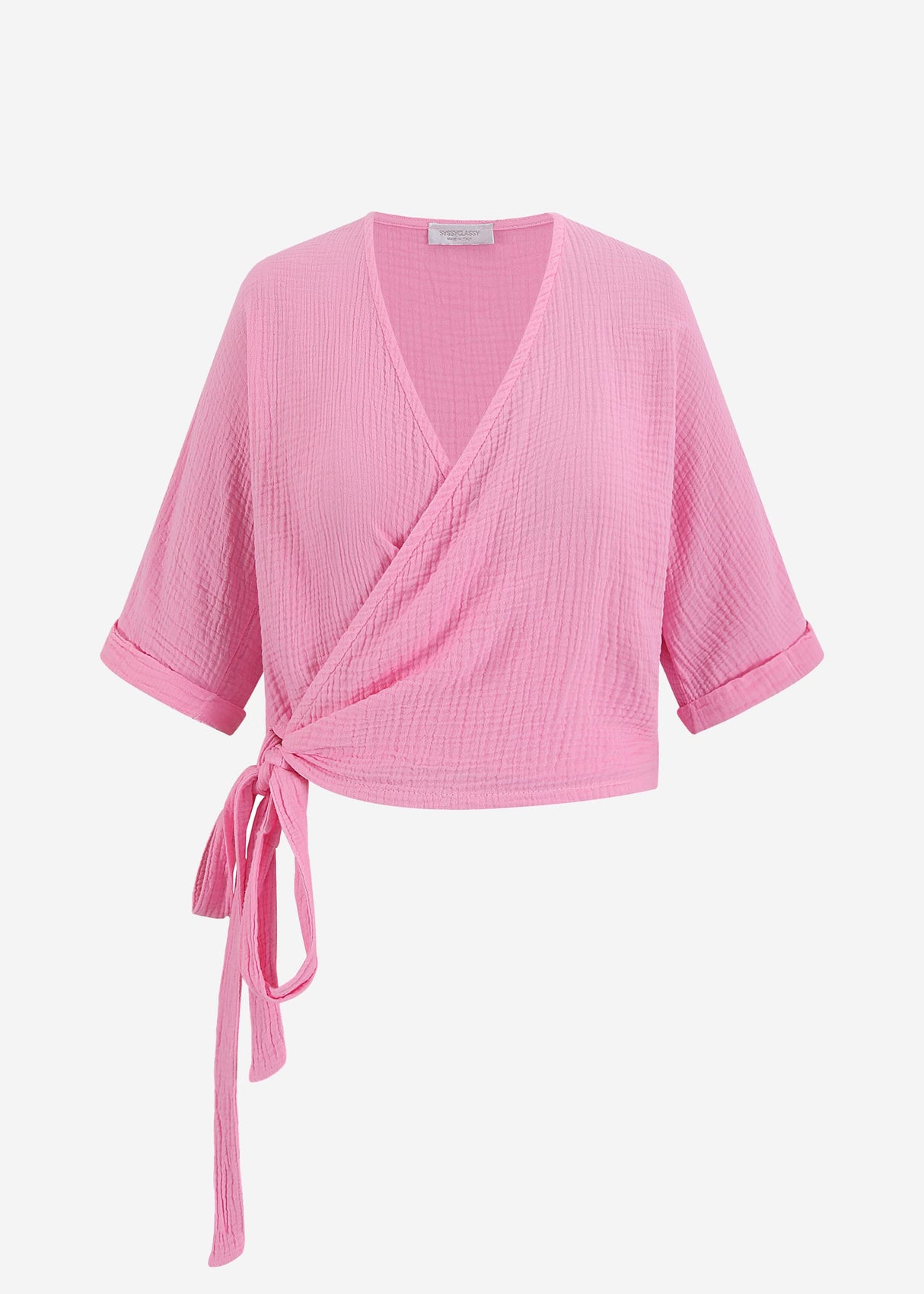 Musselin Bluse zum Wickeln - babyrosa