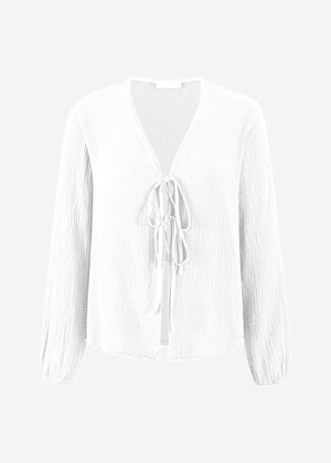 Muslin blouse jacket with ties - white