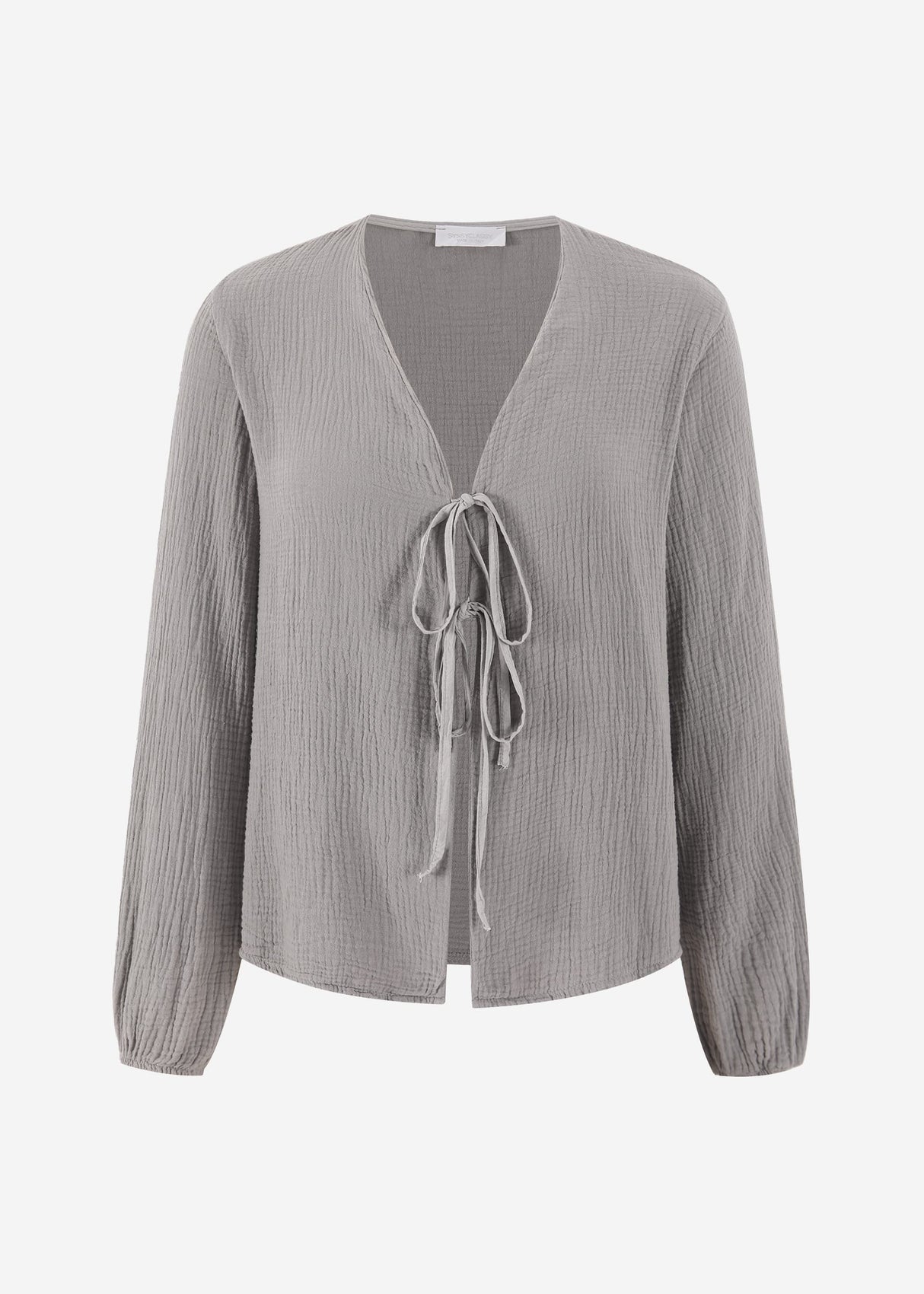 Muslin blouse jacket with ties - taupe
