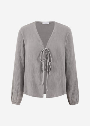 Muslin blouse jacket with ties - taupe
