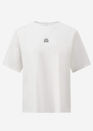 Oversize T-Shirt mit "MOM" Print - offwhite