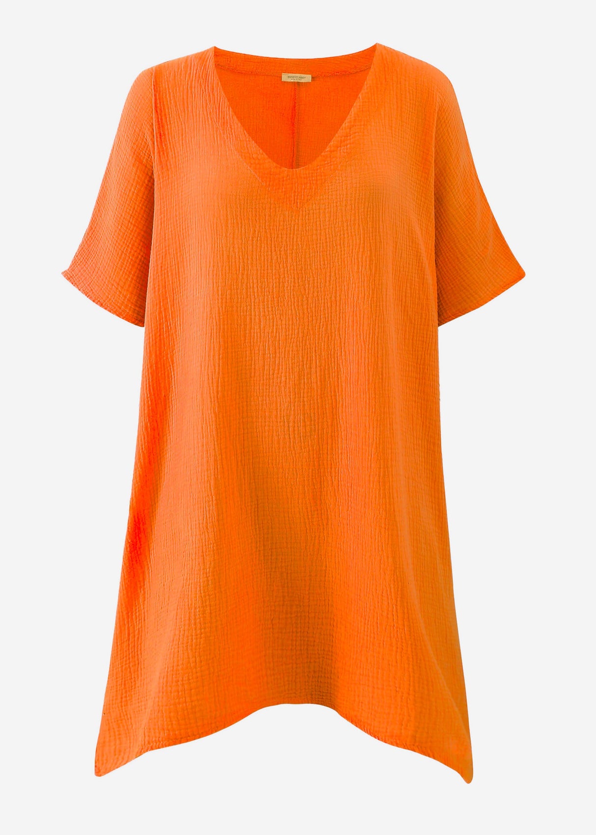Musselin Tunika mit V-Ausschnitt - orange