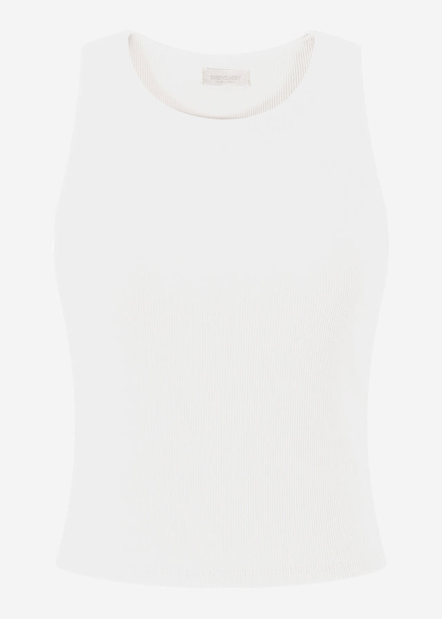 Double-layered ribbed tank top - off-white
